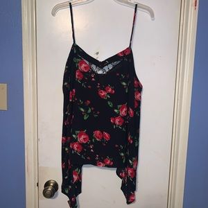 DEB Brand Spaghetti Strap Rose Print Blouse